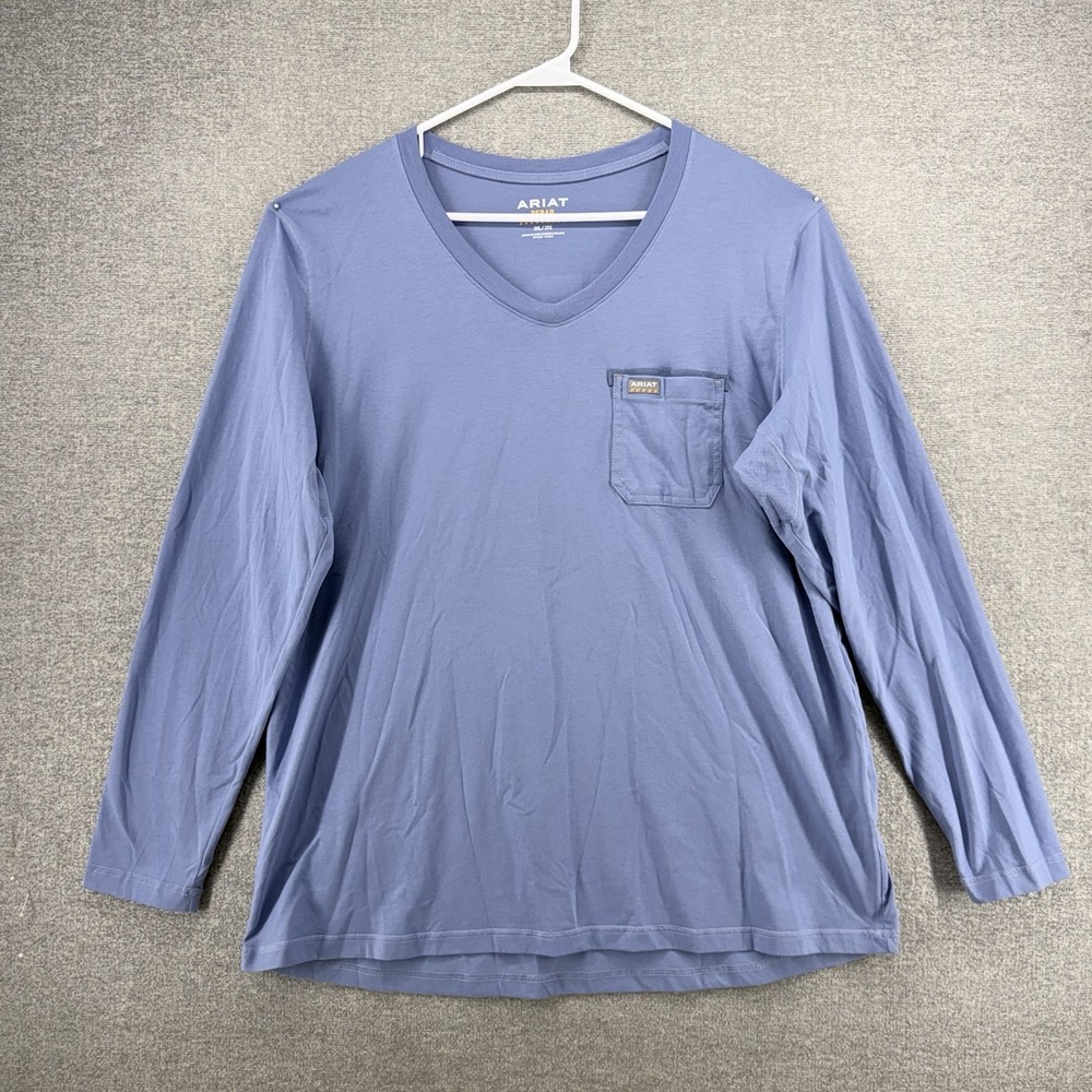Ariat Rebar T Shirt Men Size 2XL Blue Long Sleeve Casual